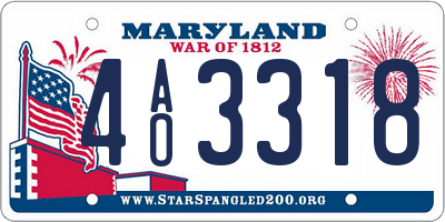 MD license plate 4AO3318