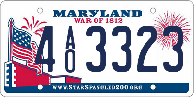 MD license plate 4AO3323