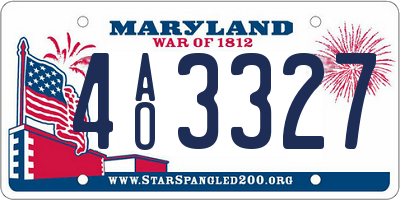 MD license plate 4AO3327