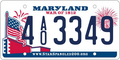 MD license plate 4AO3349