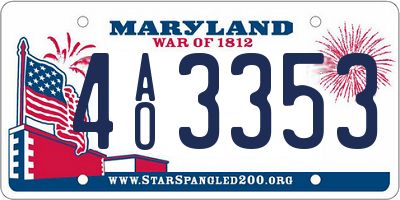 MD license plate 4AO3353
