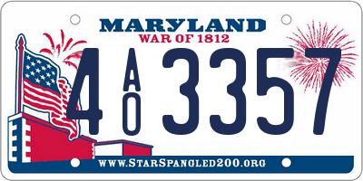 MD license plate 4AO3357