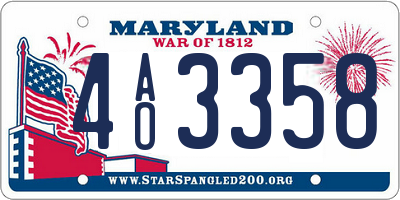MD license plate 4AO3358