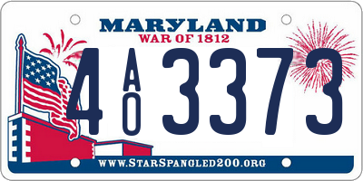 MD license plate 4AO3373