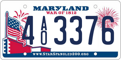 MD license plate 4AO3376