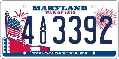 MD license plate 4AO3392