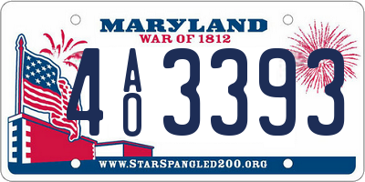 MD license plate 4AO3393