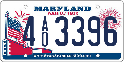 MD license plate 4AO3396