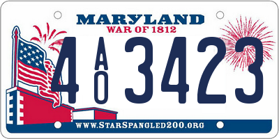 MD license plate 4AO3423