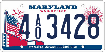 MD license plate 4AO3428