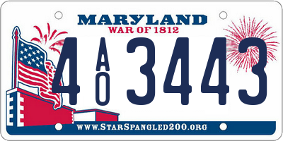 MD license plate 4AO3443