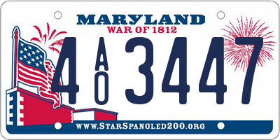 MD license plate 4AO3447