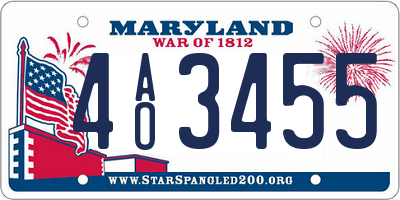 MD license plate 4AO3455