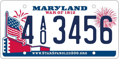 MD license plate 4AO3456