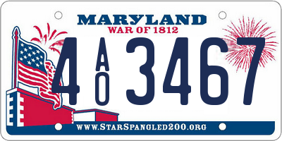 MD license plate 4AO3467