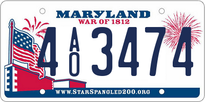 MD license plate 4AO3474
