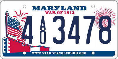 MD license plate 4AO3478