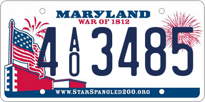 MD license plate 4AO3485