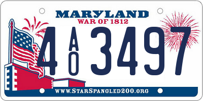 MD license plate 4AO3497