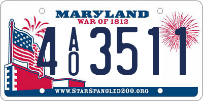 MD license plate 4AO3511