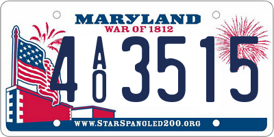MD license plate 4AO3515