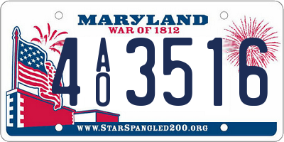 MD license plate 4AO3516