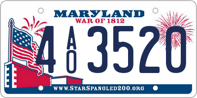 MD license plate 4AO3520