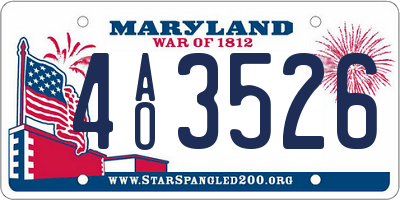MD license plate 4AO3526