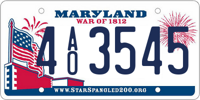 MD license plate 4AO3545