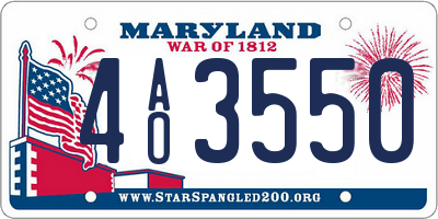 MD license plate 4AO3550