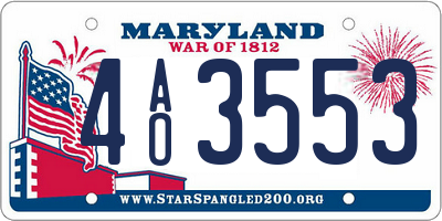 MD license plate 4AO3553
