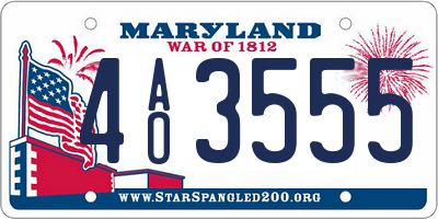 MD license plate 4AO3555