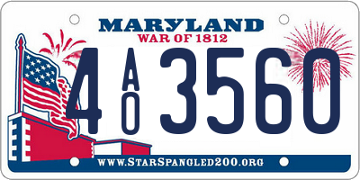MD license plate 4AO3560
