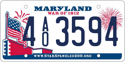 MD license plate 4AO3594