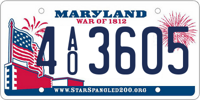 MD license plate 4AO3605