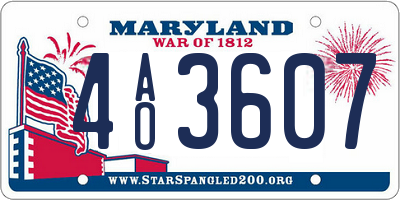 MD license plate 4AO3607