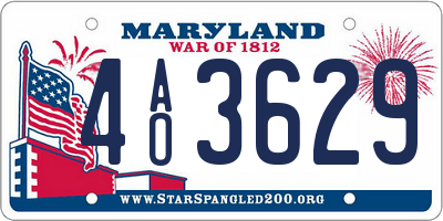 MD license plate 4AO3629