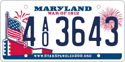 MD license plate 4AO3643