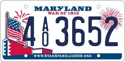 MD license plate 4AO3652
