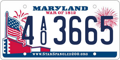 MD license plate 4AO3665