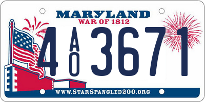 MD license plate 4AO3671