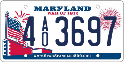 MD license plate 4AO3697