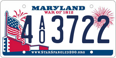 MD license plate 4AO3722