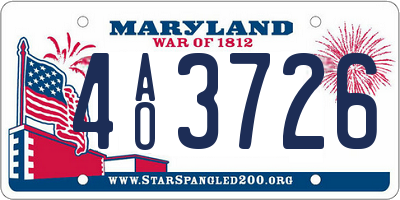 MD license plate 4AO3726