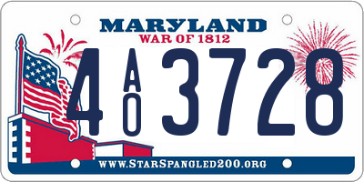 MD license plate 4AO3728