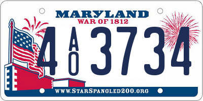 MD license plate 4AO3734