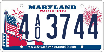 MD license plate 4AO3744