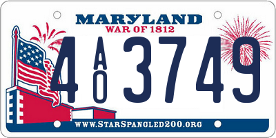 MD license plate 4AO3749