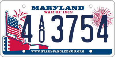 MD license plate 4AO3754