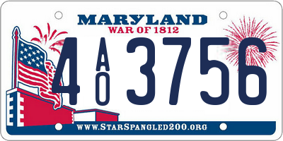 MD license plate 4AO3756